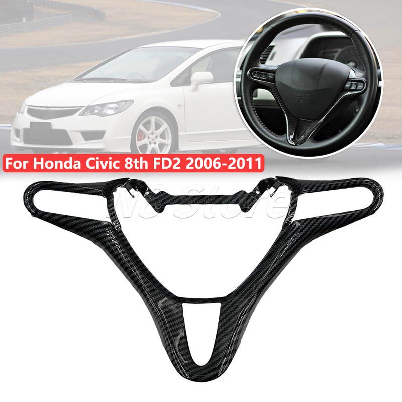 Car Inner Steering Wheel Cover Trim Frame Fit For Honda Civic 8th FD2 2006 2007 2008 2009 2010 2011