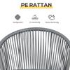 Garden Furniture Set, 2 Chairs & 1 Table with Glass Top, Rattan Look, Weatherproof, Metal Frame, Grey