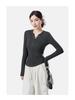 10A Antibacterial German Velvet Women's V-Neck Slim Fit Long Sleeve Warm Base Shirt