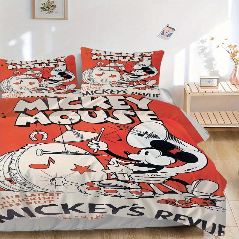 

3pcs Mickey Mouse Drummer Bedding Set - Includes 1 Quilt Cover and 2 Pillowcases, Comfortable Bedding with Stylish Design for Bedroom, Machine Wa 135x200cm