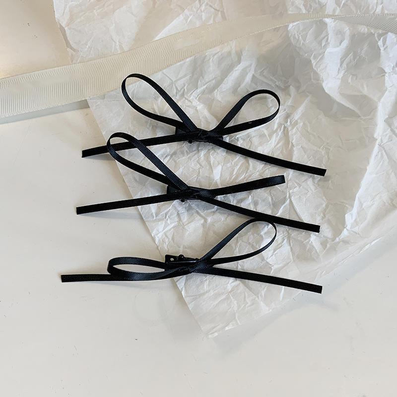 

3Pcs Sweet Thin Silk Ribbon Bowknot Hair Clips Cute Barrettes For Women Girls Colorful Lace Hair Clip Hair Accessories чёрный