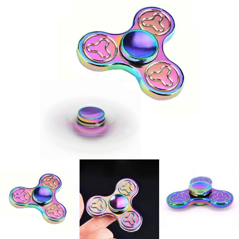 Premium Quality Rainbow Tri Fidget Spinner For Stress Relief And Focus Enhancement