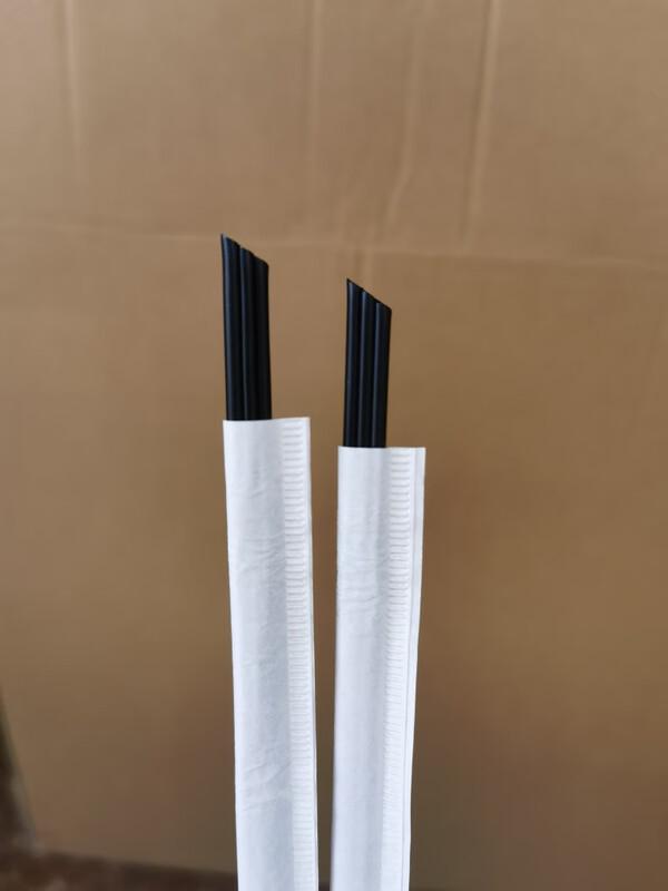 Individually Wrapped Black Plastic Hot Drink Straws