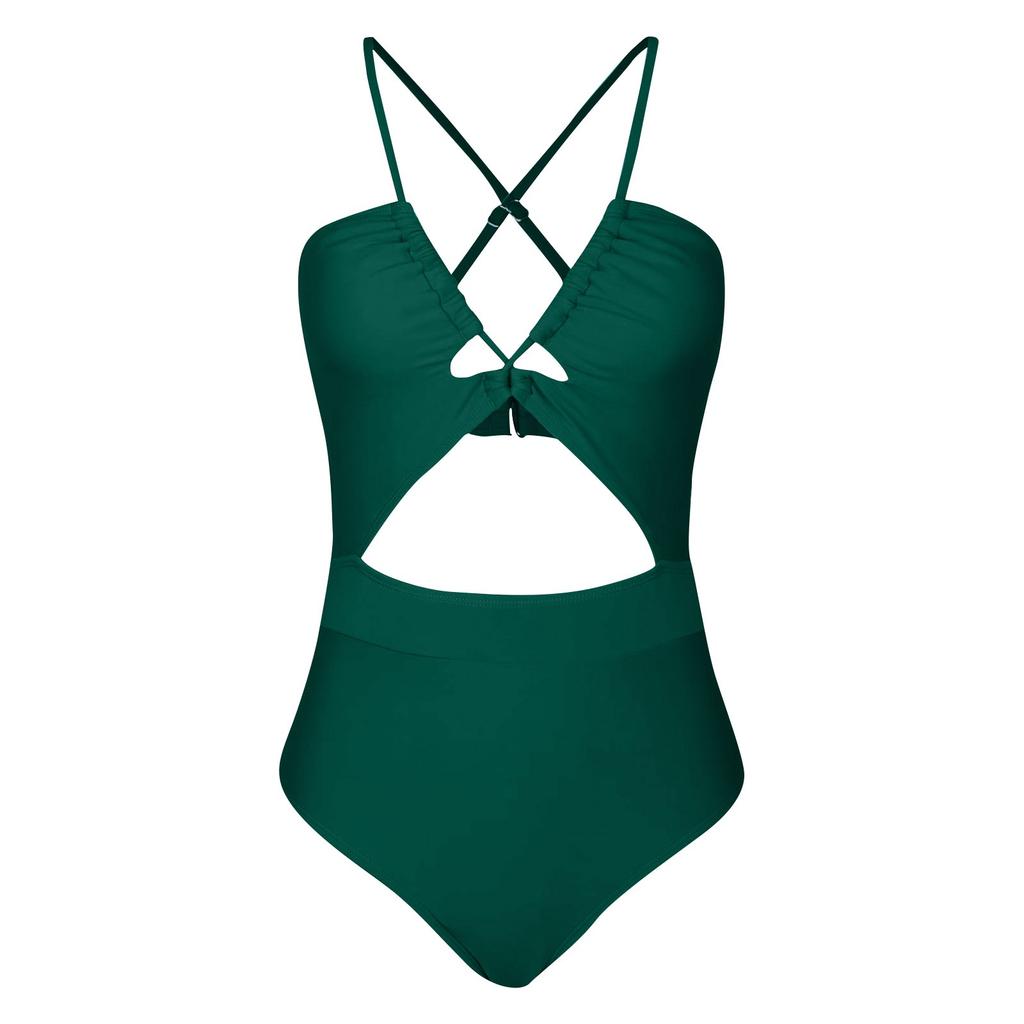 Maillot de bain une pièce sexy à imprimé croisé pour femme (Avec coussinet de poitrine sans soutien-gorge en acier)