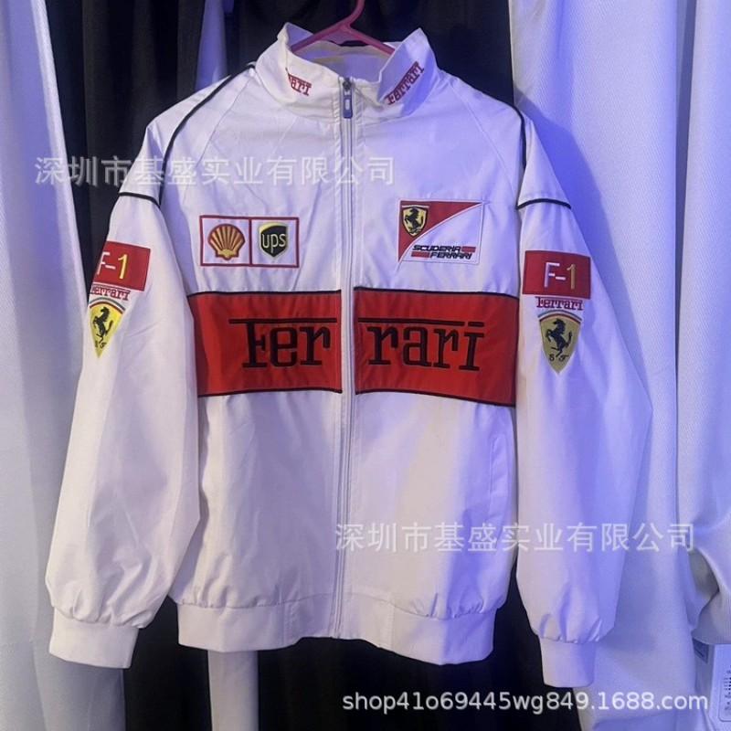 Men Women Racing Style Embroidered Motorcycle Jacket Cycling Windproof Outerwear Winter Sport Riding