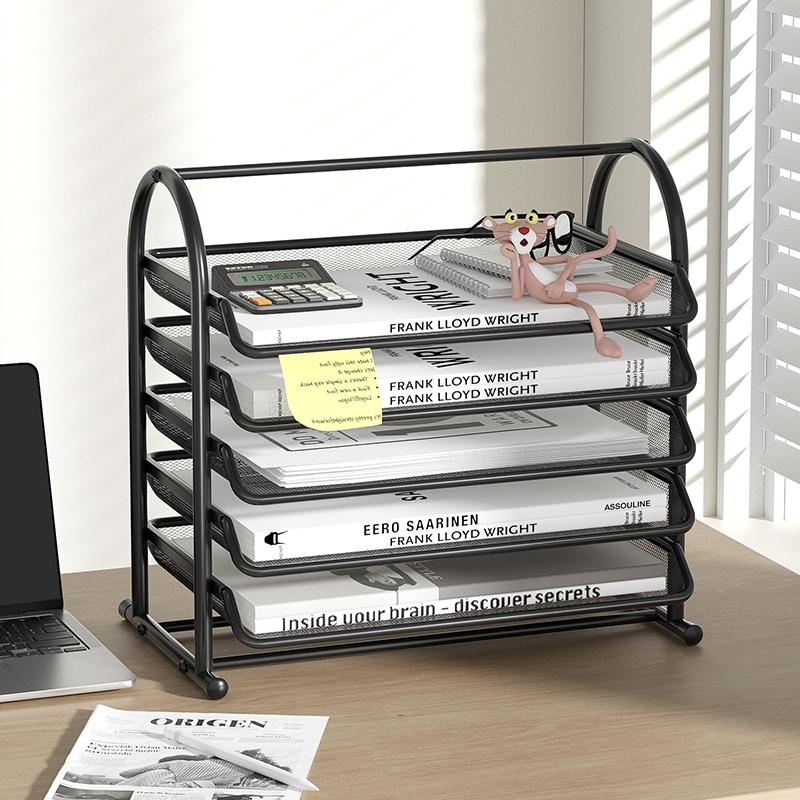 Mesh Letter Tray,Office Desk Paper Organizer with Sliding Trays for Desk Accessories, Office Supplies and File Storage, Black