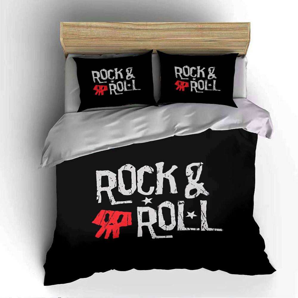 Rock & Roll Skull Design Bedding Duvet Cover Set Duvet Cover Pillowcases (1*Duvet Cover 2*Pillowcases, Without Duvet Insert)