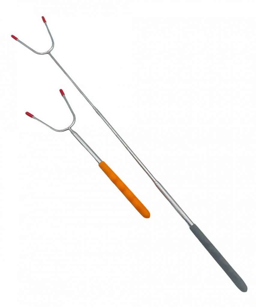 TELESKOPISCHER STOCKGABEL FÜR LAGERFEUER-WÜRSTCHENROSTEN 4 Stk.