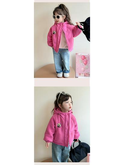 Girls' Quilted Fleece-Lined Winter Cotton Jacket - Trendy Children's Fashion Coat.