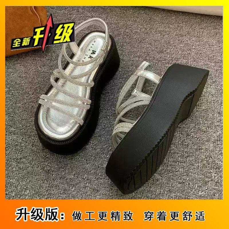 Spring and summer versatile fairy style with skirt rhinestone Roman beach shoes platform sandals women