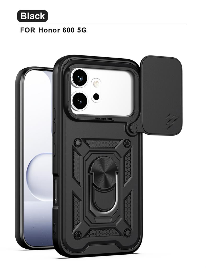 Armor Shockproof Case For Honor 600 Lite 600Pro Magnetic Ring Holder Slide Lens Cover For Honor 600 Honor600 Pro 5G Coque Funda