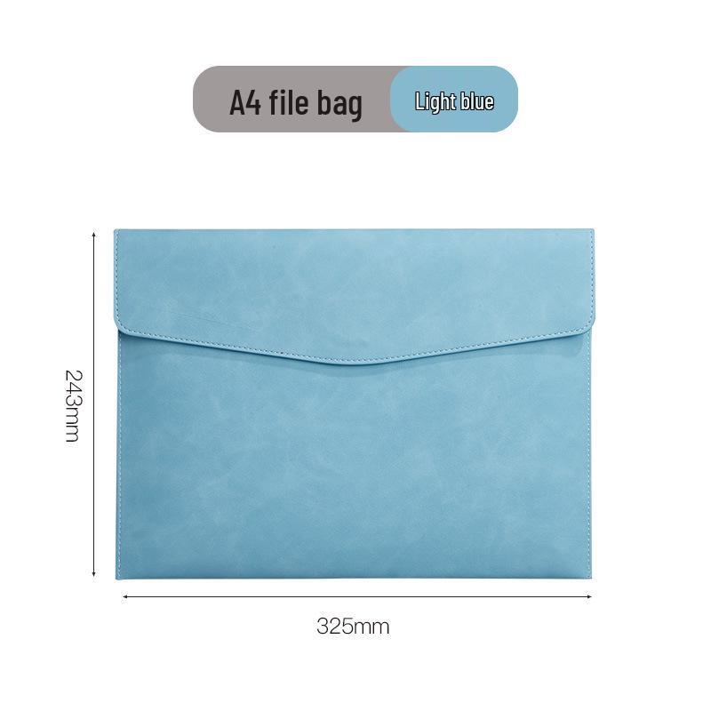 Waterproof A4 Leather Document Bag with Snap Button - Business Office Storage Folder with Custom Logo