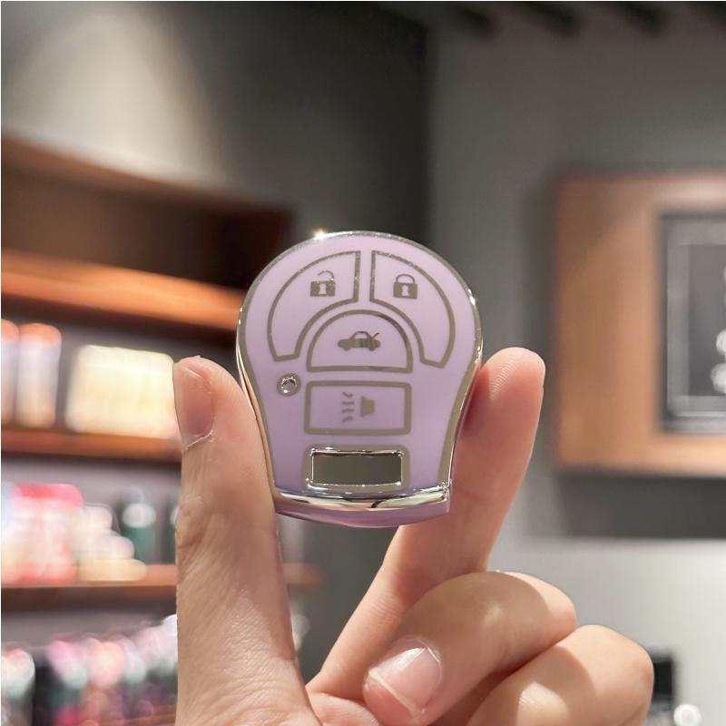 

Чехол для ключей из ТПУ, чехол-брелок для Nissan Versa Juke Rogue Sentra Titan Armada Cube Frontier NV Infiniti FX35 FX45 Versa Smart фиолетовый