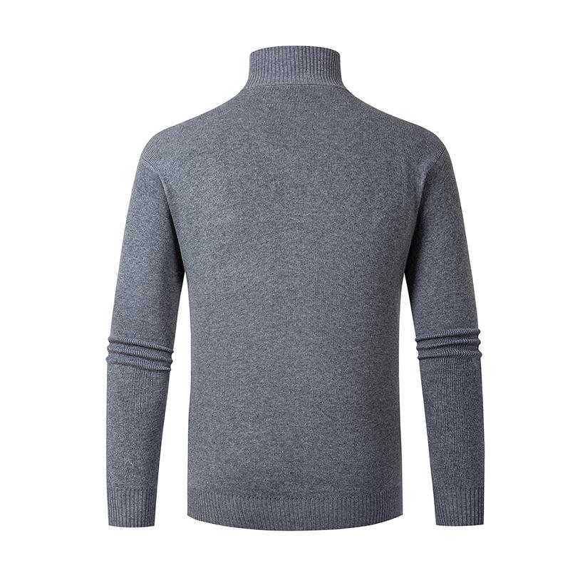 Nuevo Suéter de Otoño e Invierno para Hombre Suéter Cárdigan con Cremallera de Cuello Alto Suéter Grueso para Hombre