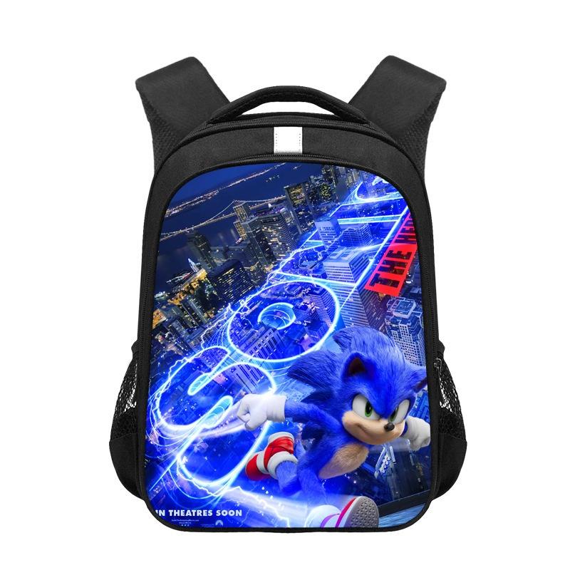 Детский рюкзак с мультяшным Соником, прочный полиэстер, вместимость 20-35 л, застежка-молния, мягкие плечевые лямки, 44*30.5*16 см Style A