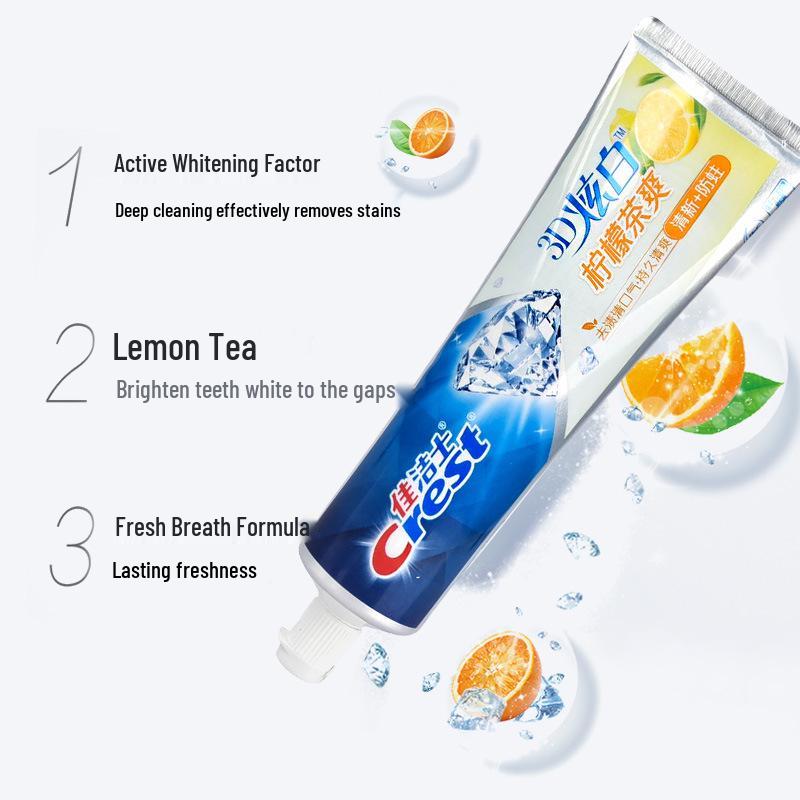 Crest 3D White Mint Lemon Jasmine Whitening Toothpaste - Fresh Breath & Stain Removal