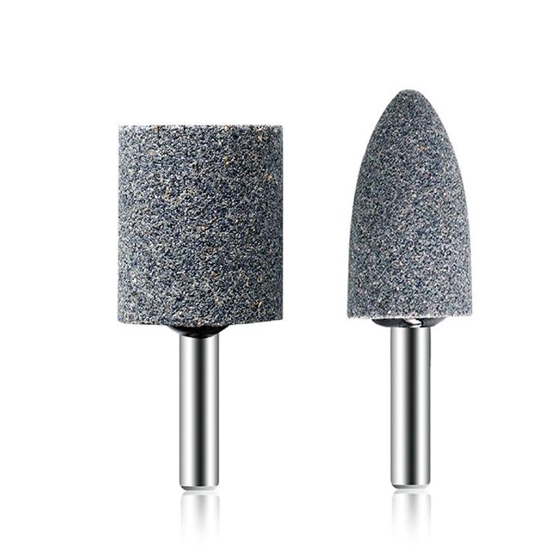 Electric Drill Grinder Head - Brown Corundum Cylindrical/Conical 6mm Polishing Tool.