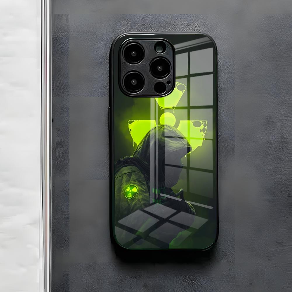 

Ігровий чохол для телефону S-Stalker для IPhone 17 Air 16 E Pro Max 15 14 13 Mini 12 Pro 11 Max Plus Чорна скляна кришка iPhone XS Max
