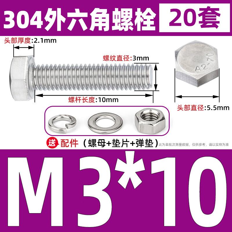 304 Stainless Steel Hex Bolt, Screw, & Nut Assortment Kit