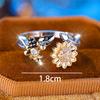 Charm Female White Crytal Adjustable Sunflower Bee Open Ring Silver Gold Color Cute Gift Wedding Jewelry For Women