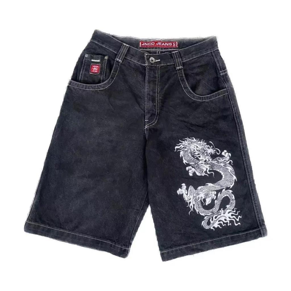 DRIPX Pantaloncini Larghi Y2K Tasche Americane Stampa Denim Pantaloncini da Palestra Anni 2000 Vintage Streetwear Hip Hop Uomo Donna Pantaloncini da Basket