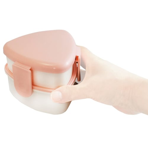 Skater Triangular Onigiri Lunch Box, 2 Tiers, 500ml Capacity, with Fork, Pink, Made In Japan, ONWT1-A