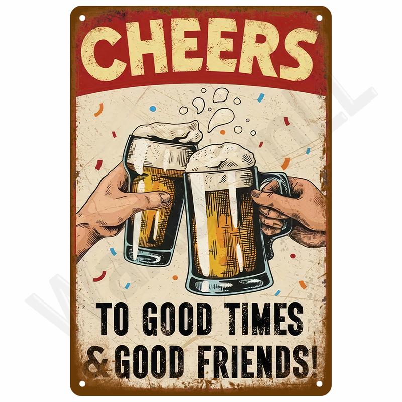 Retro Metal Sign Wall Art Mural Aesthetic Room Home Decor Items Poster Vintage Metal Plate Garage Decoration Tin Sign Plates Bar