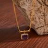 Vintage S925 Sterling Silber Eingelegt Natürlicher Amethyst Halskette Damenmode High-End Bunter Schmuck
