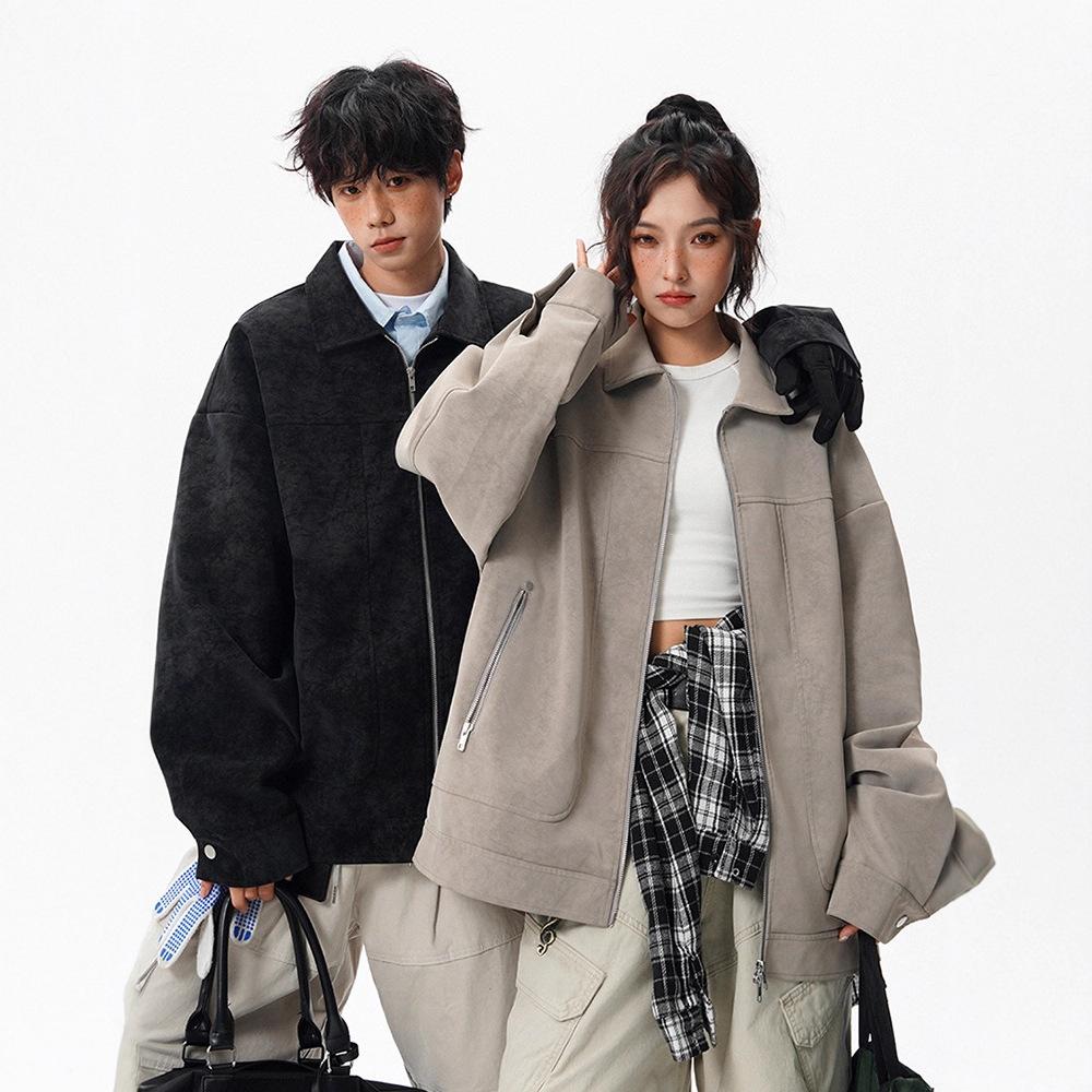 Minimalist PU Leather Jacket Jacket Men's Winter Lapel Solid Color Leather Senior Sense Retro Biker Men's Jacket Breathable Work Casual Jacket