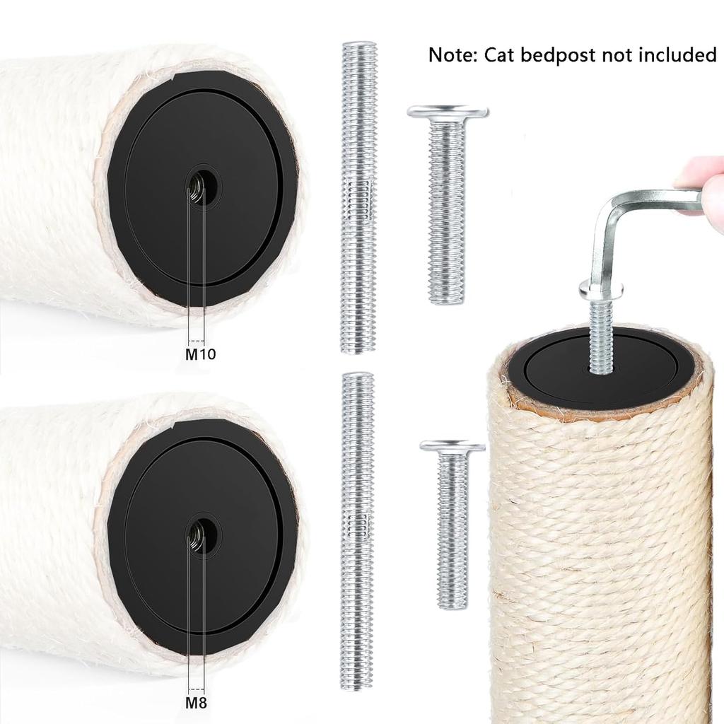 Replacement Screws for Cat Scratching Posts - M8 & M10 with Allen Key (4 Bolts & 4 Screws) - No Cat Scratching Post Included