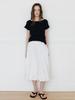 The Rye Balloon Banding Midi Skirt(White)