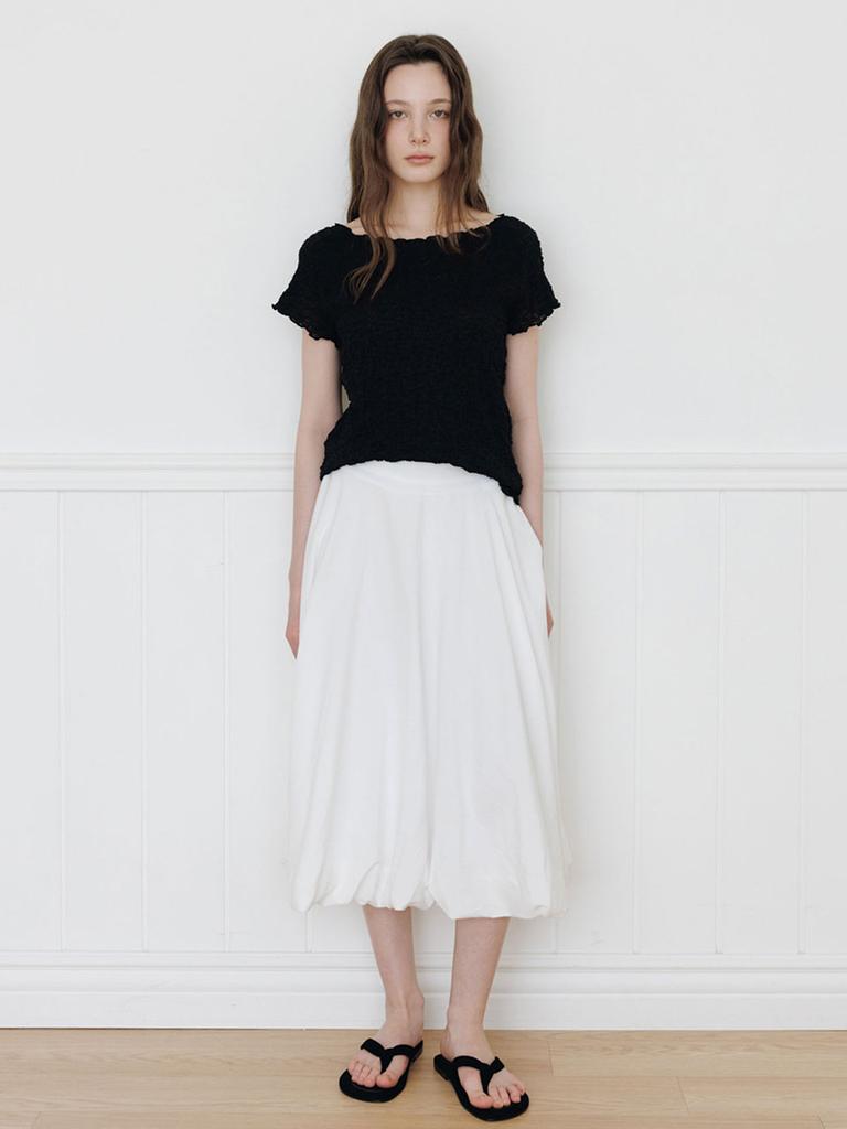 The Rye Balloon Banding Midi Skirt(White)