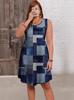 2025 Spring/Summer Trendy Sleeveless Plus Size Denim Print Dress
