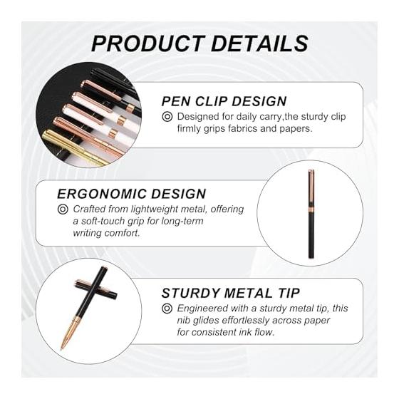 Caneta Esferográfica PATIKIL Premium de Metal, Tinta Preta 0,5 mm, Acabamento Exquisito, Presente para Homens e Mulheres, Assinatura de Escritório, Ouro Rosa e Fosco