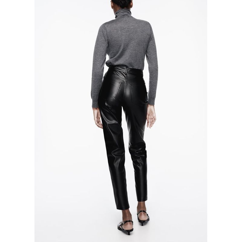 Spring New Arrival Pu Tapered Casual Pants Imitation Leather Loose Comfortable Edition Type High Waist Straight-Leg Pants 4387285