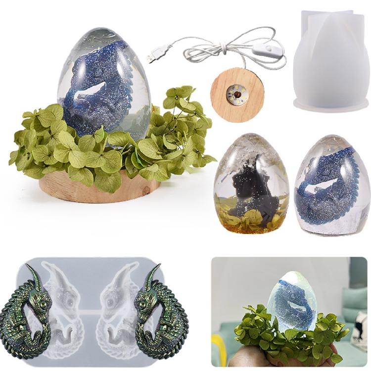 Drachenei Harzform Drachen Silikonform Set für DIY Tischlampe Heimdekoration