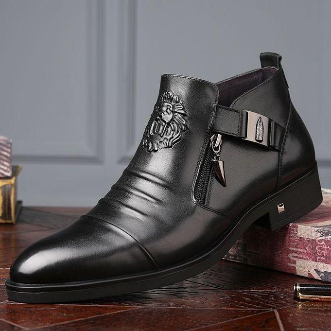 

Men s Handmade Leather Martin Boots: Autumn/Winter Formal Mid-Top Style 44