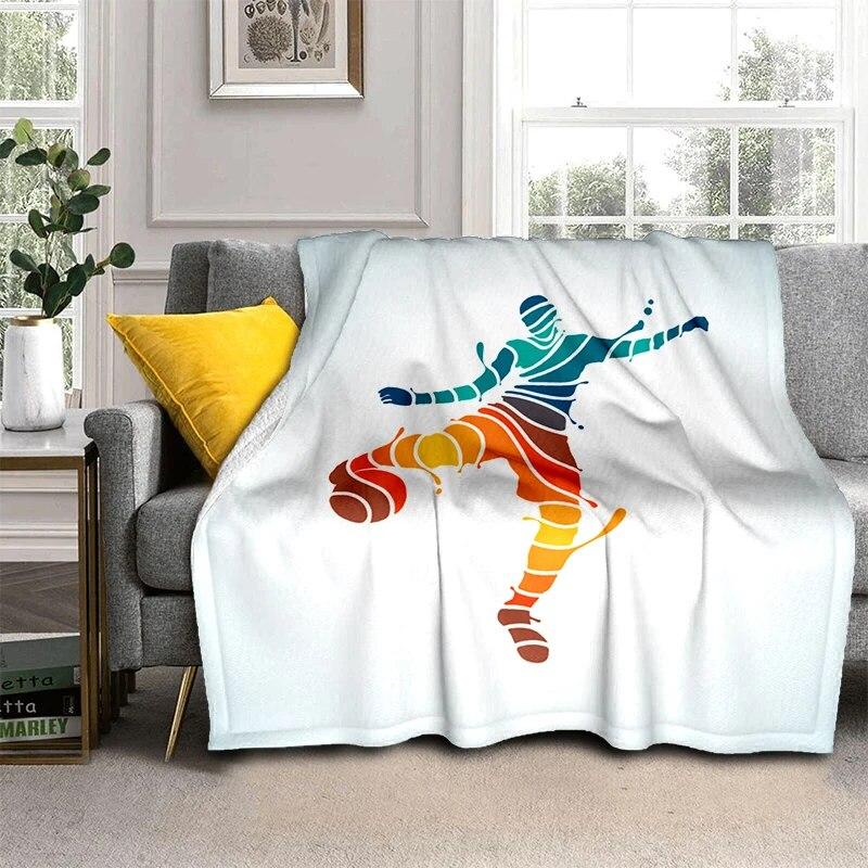 3d fotbal fotbal sportovní silueta vzor manta potah na rozkládací pohovku měkká deka kostkovaná měkká teplá flanel přehazovací deky ventilátory dárek
