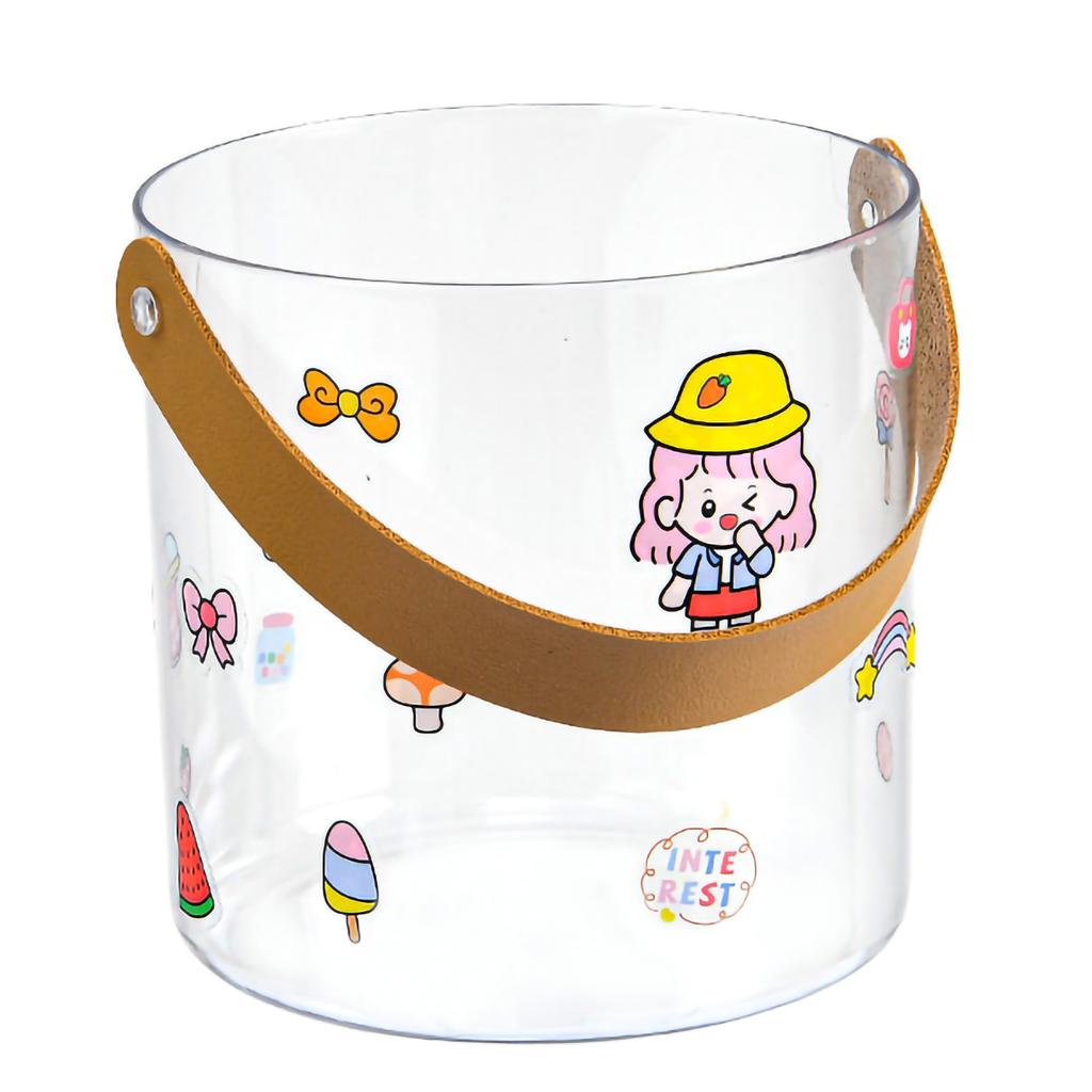 PET Small Ice Bucket Household Transparent Ice Wine Barrel Picnic Beer Drink Ice Bucket S