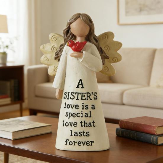 Resin Desktop Figurine Little Angel Girl/Sisterhood/Friendship Statue for Shelf Home Office Desk Car Decor