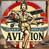 Vintage Pilot Wall Art X Round Metal SignRetro Airplane and Pilot Design for HomeBarCafeor Garden DecorBar Wall Decor