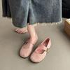 Retro gentle fairy style casual soft flat Mary Jane shoes suede red light mouth single shoes women 2025 new
