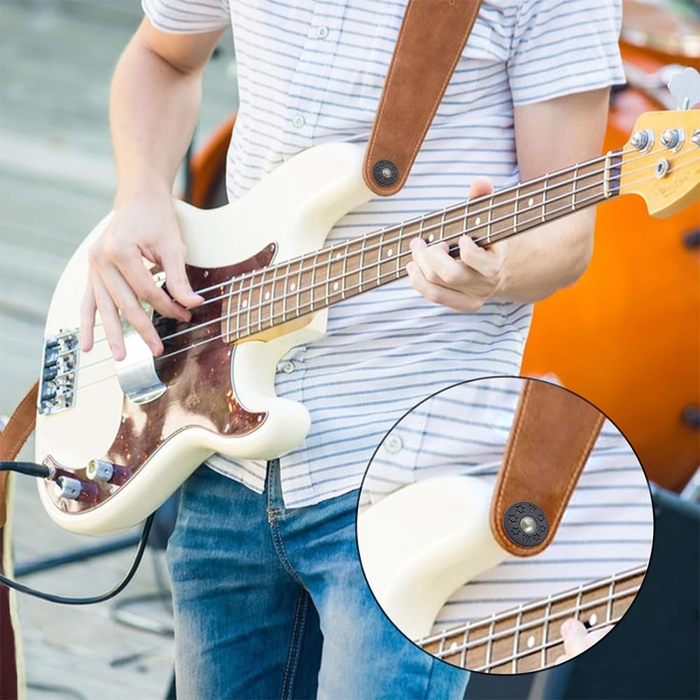 Guitar Strap Set of Musical Instrument Strap Strap Bass Locks, 10, Accessories, Anti-Drop Rubber, Locks, Guitar, (Black)