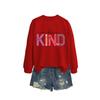 Womens Oversized Cotton Hoodie With Be Kind Cutout Letter Print Fall Winter Casual Sweatshirt