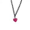 Trendy 2025 Pink Heart Pendant Necklace & Earrings: Hip-Hop, Cool, Sweet Accessories for Women