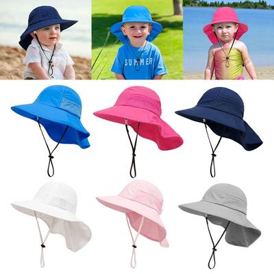 Adjustable Large Brim Beach Hat Kids Sun Hat Sun Protection Hat Beach Play Hat with Neck Flap