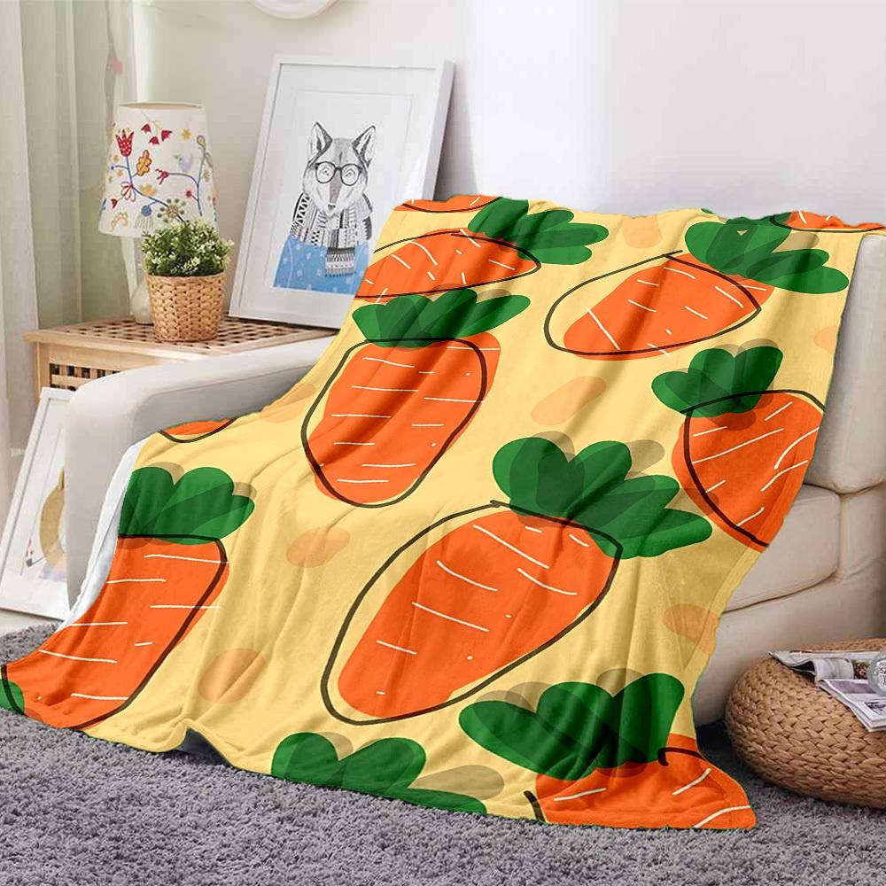 1pc Carrot Pattern Print Blanket   Lightweight Flannel Throw Blanket For Sofa, Bed, Living Room, Office, Outdoor Travel, Camping