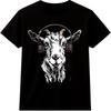 Goat T Shirt Headphones Graphic Tee Funny Animal Music DJ Goat Illustration Top
