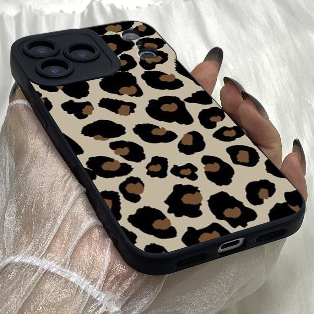 M433 Schwarzes Leopardenmuster Design Kunst Engelaugen Weiche Handyhülle für iPhone Samsung Galaxy Xiaomi Rdemi Huawei Honor Infinix Realme OPPO Vivo Alle Modelle