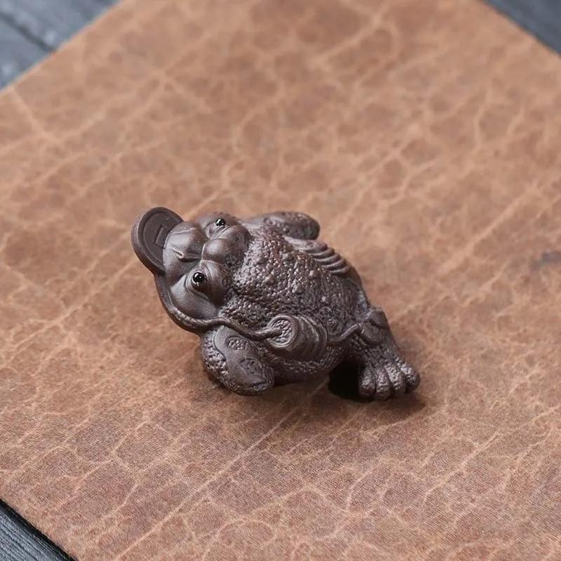 Purple Clay Small Tea Pet Golden Toad Wealth Attraction Creative Toad To Raise Tea Tray Decoration Kung Fu Teaware Accessories